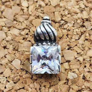 3/$30 🖤 925 Sterling Silver Square Cubic Zirconia Scroll Filigree Pendant